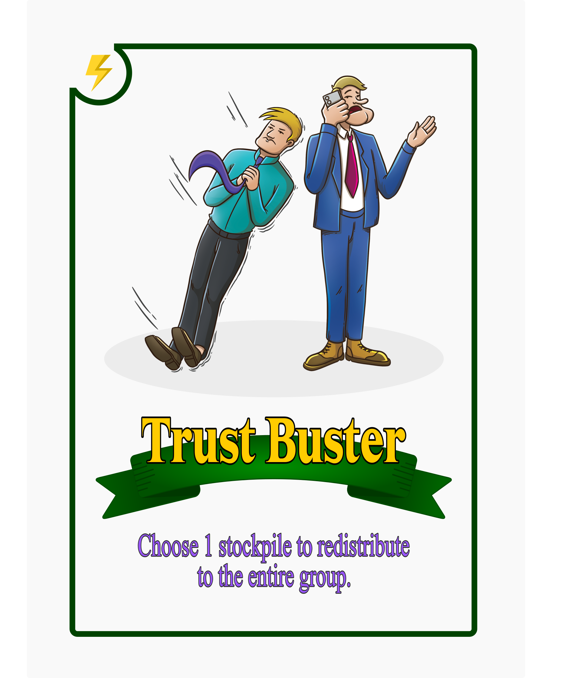 A playing card showing a trust fall gone wrong