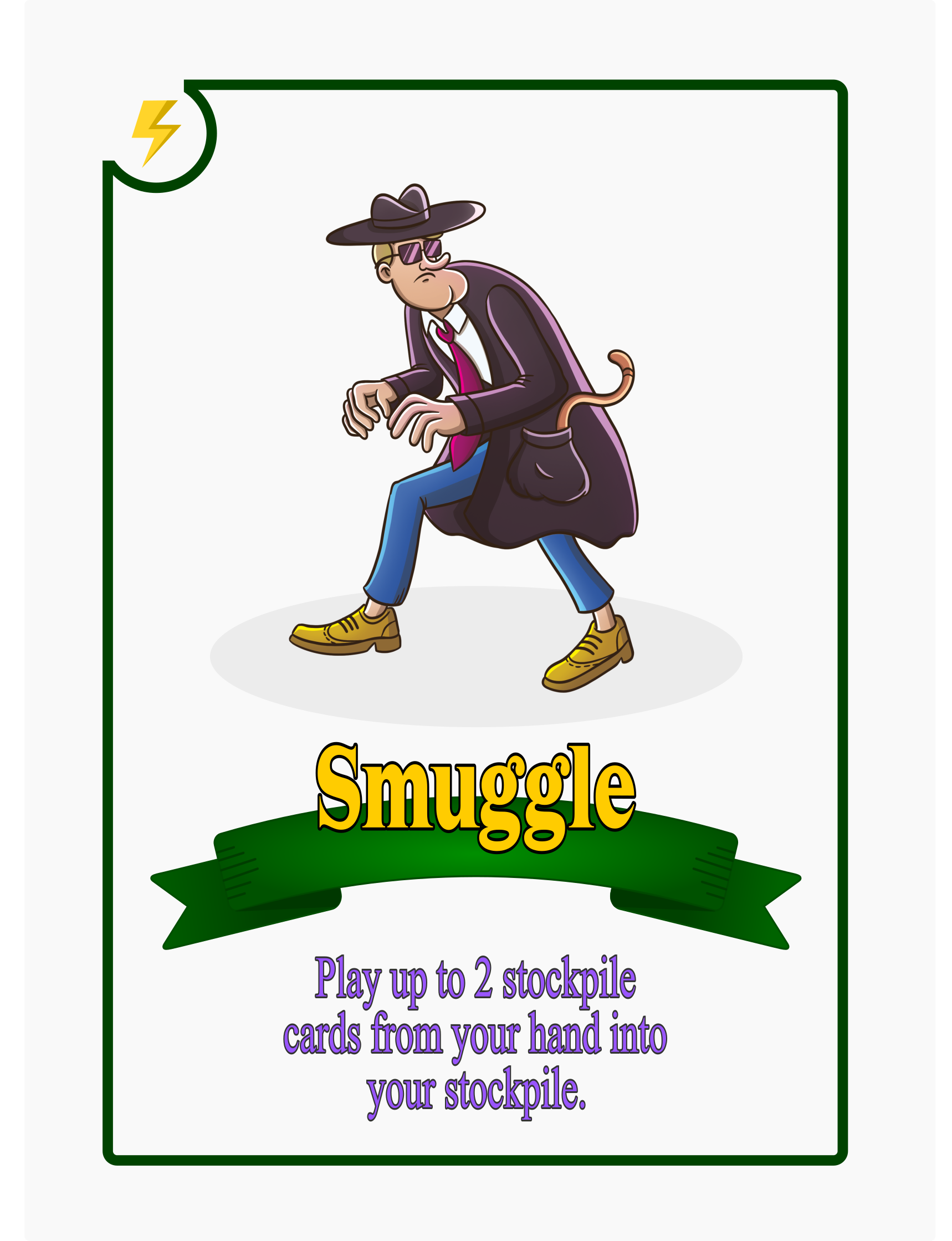 A playing card showing a guy smuggling a monkey