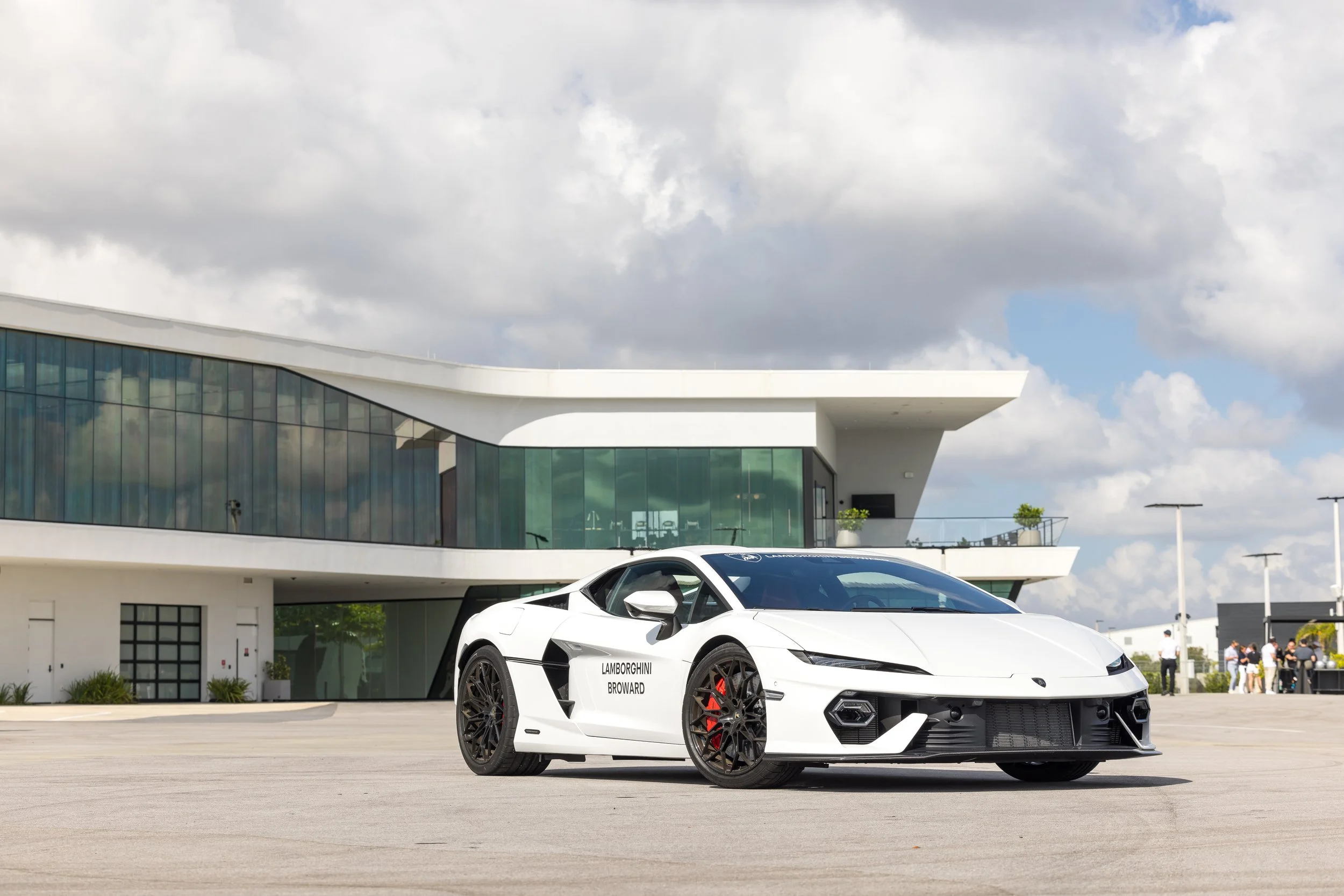 Pictured is a white lamborghini temerario.