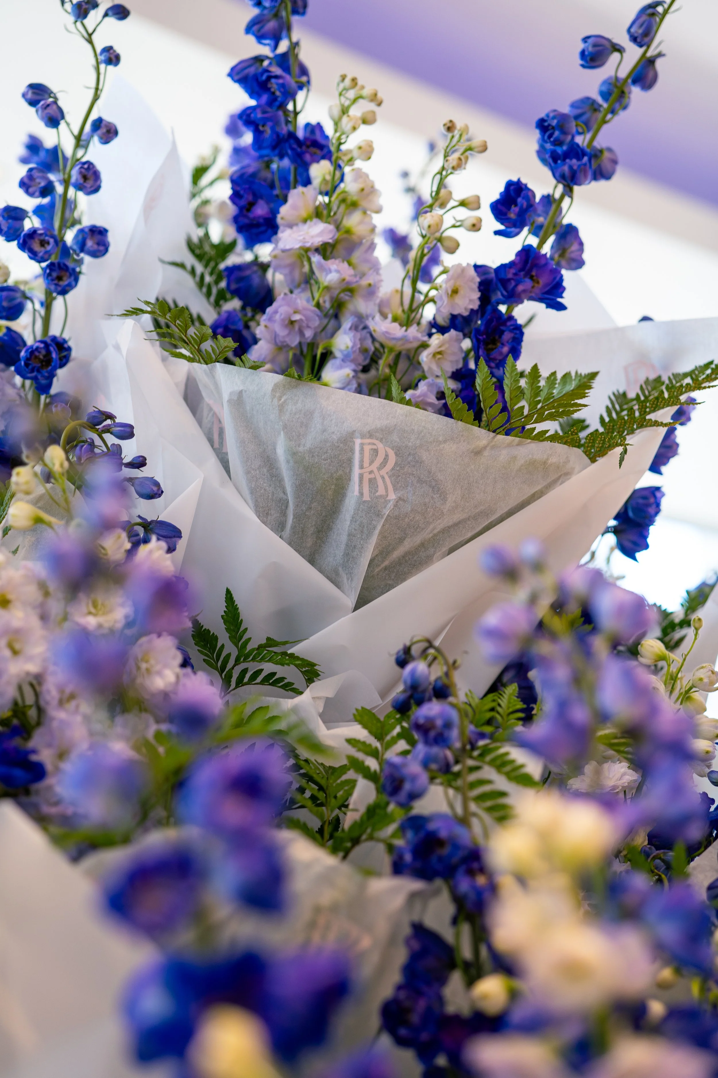 a branded detail shot for rolls-royce flowers