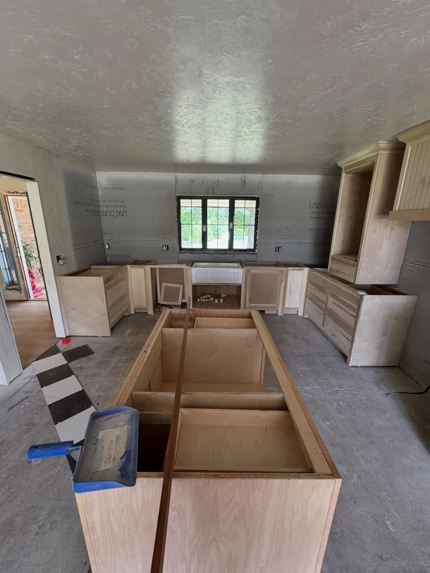 Cabinets installed in Choctaw, OK. Cabinets almost done with install. Getting started on tile today. #choctawtile #cabinetinstall #choctawok #remodeler #remodeloklahoma