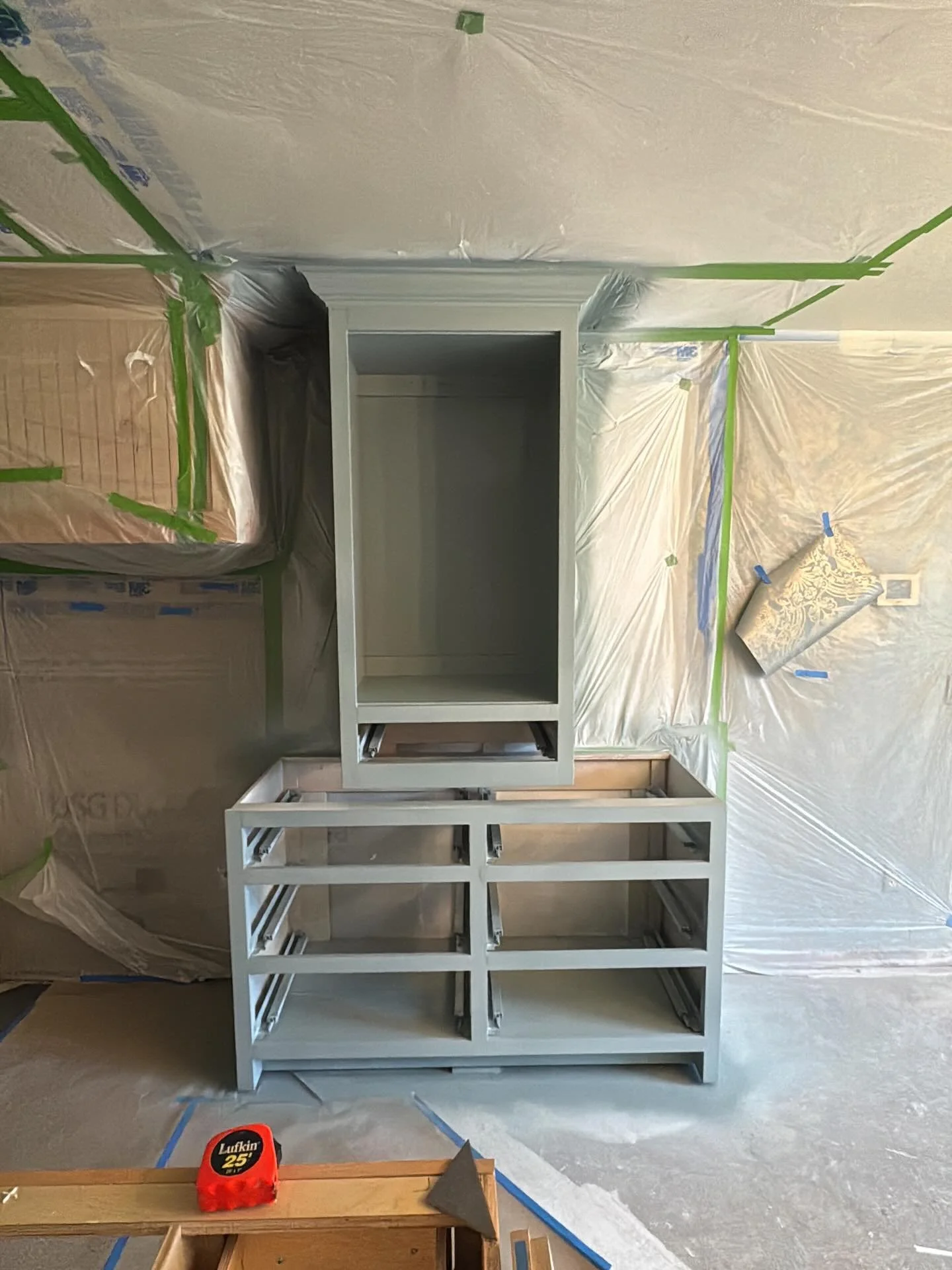 Cabinet painting in Choctaw, OK. Cabinets getting primed and painted this week. #choctawok #choctawoklahoma #remodeloklahoma #remodeler #kitchenremodeling