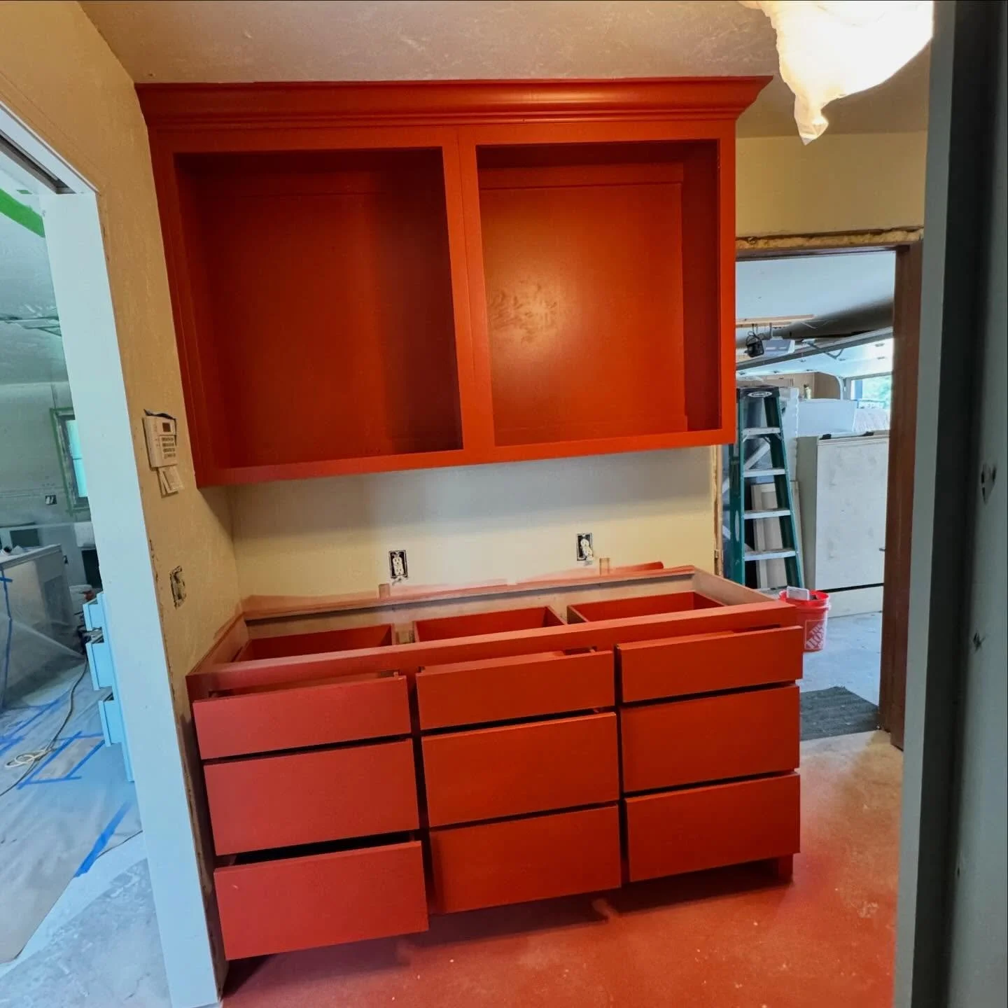 Cabinet painting in Choctaw, OK. Painting cabinets today before countertops. #choctawpainting #remodeler #remodelok #cabinetpainting #choctawok
