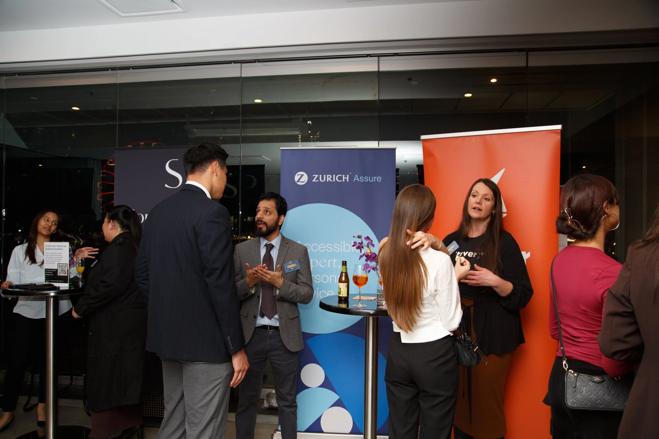 CCA MASA 2024 Suits and Sips: students talking to industry partners