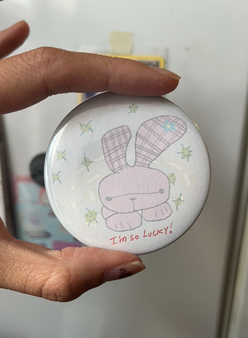 I'm so Lucky! Bunny Button Pin (LRG)