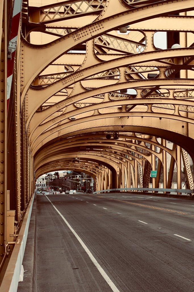 Golden Tower Bridge in Sacramento, Ca