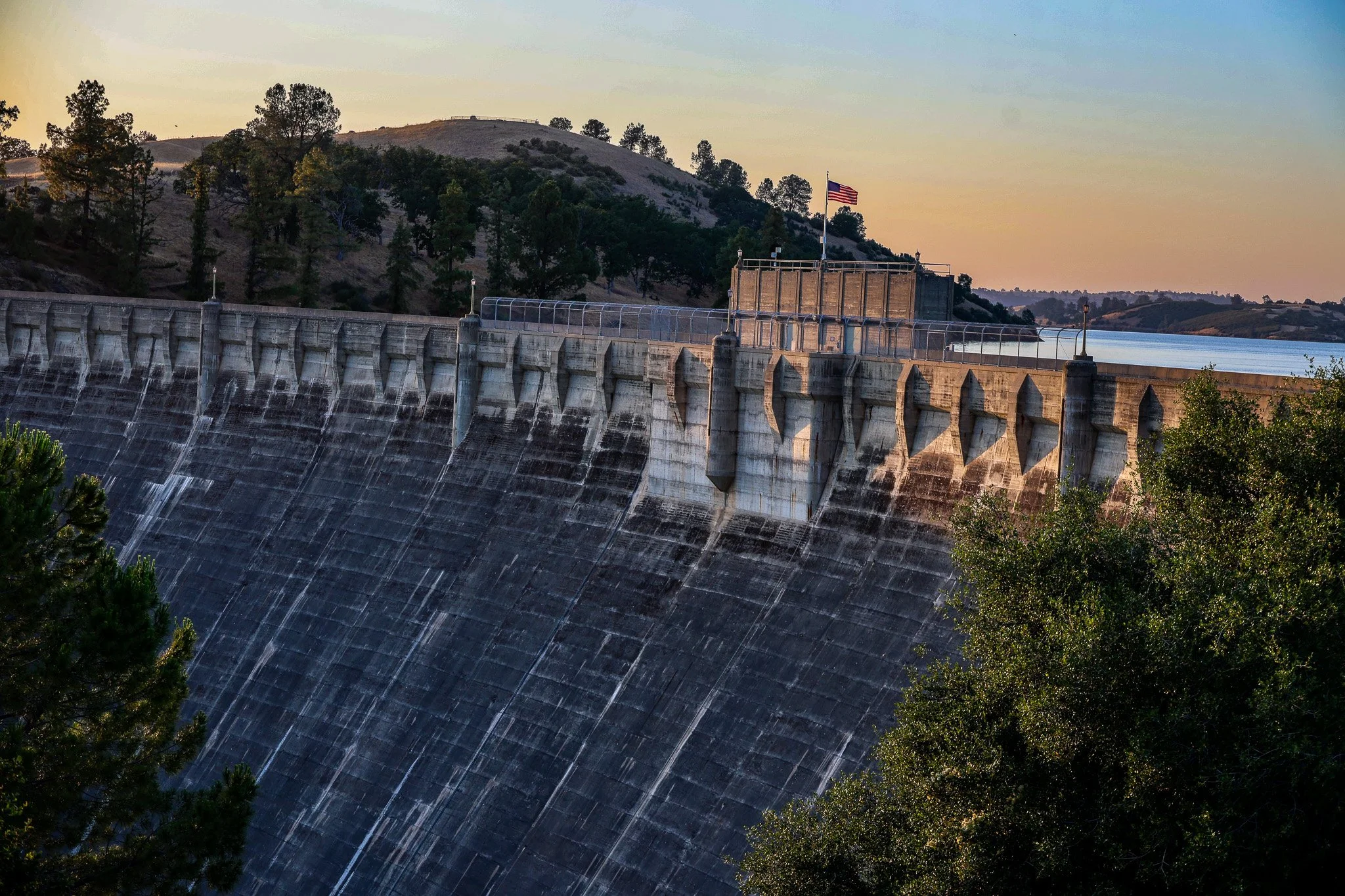 Pardee Dam on the Pardee Reservoir in California