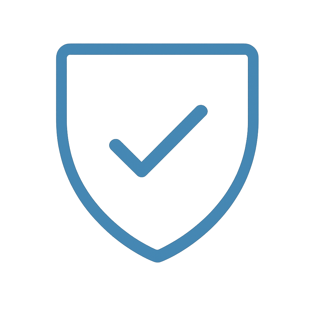 Escudo con una marca de verificación verde en el centro