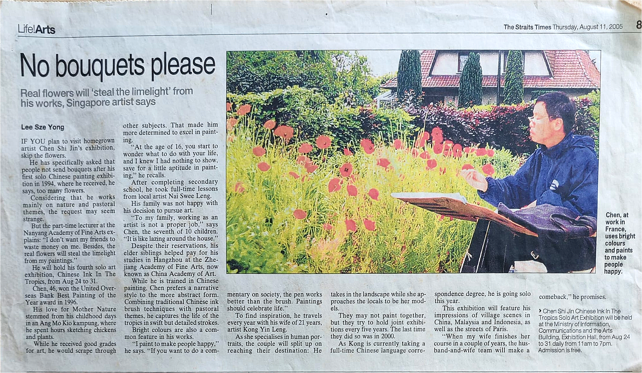 The Straits Times: No bouquets please