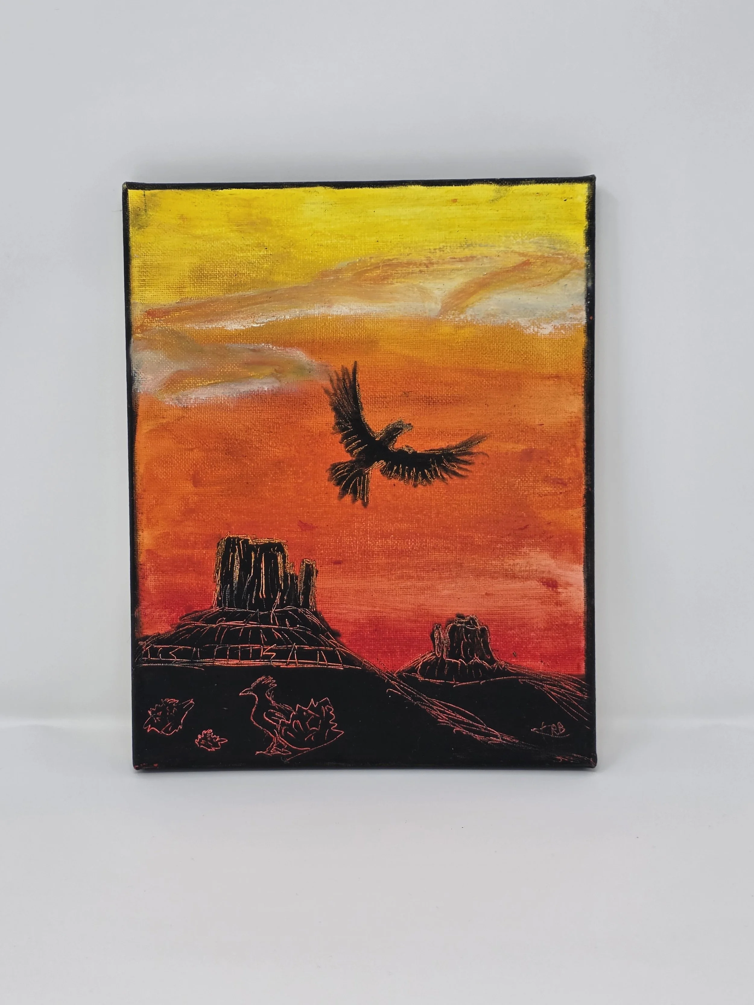 Dusk Flight 8" x 10" (Oil Pastel on Canvas)