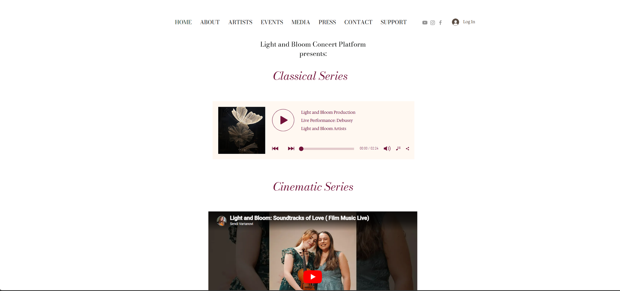 Elegant website design for musicians, performances, and artistic storytelling.png