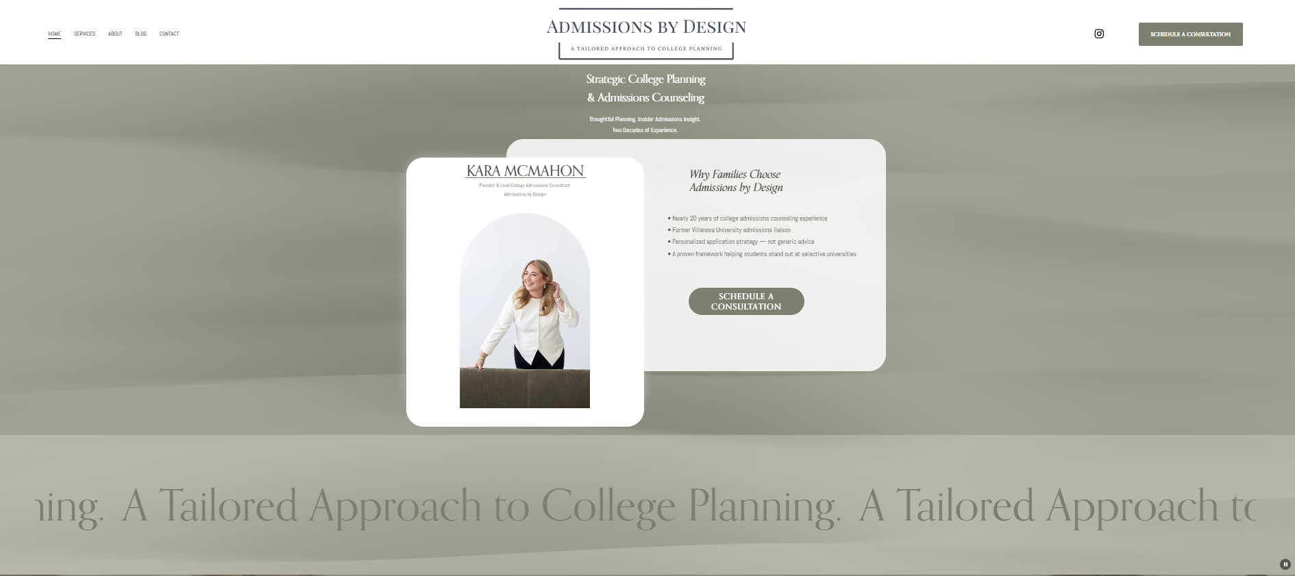 Admissions by Design — Strategic Web Design for a College Admissions Consultant