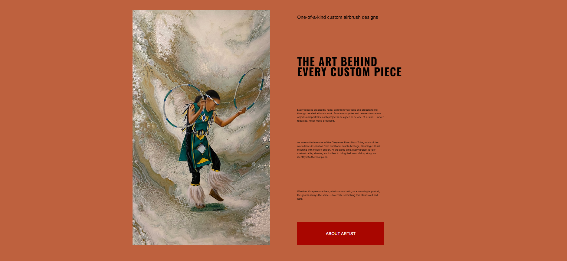 E-commerce website showcasing custom painted motorcycles, helmets, and artwork.png