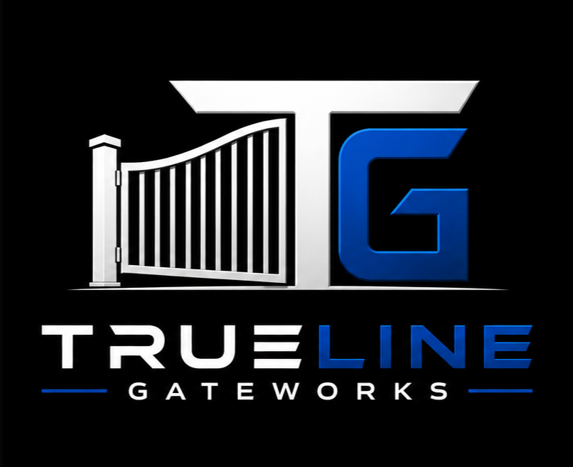 A logo for TrueLine Gateworks featuring a stylized gate and the company name in bold text.