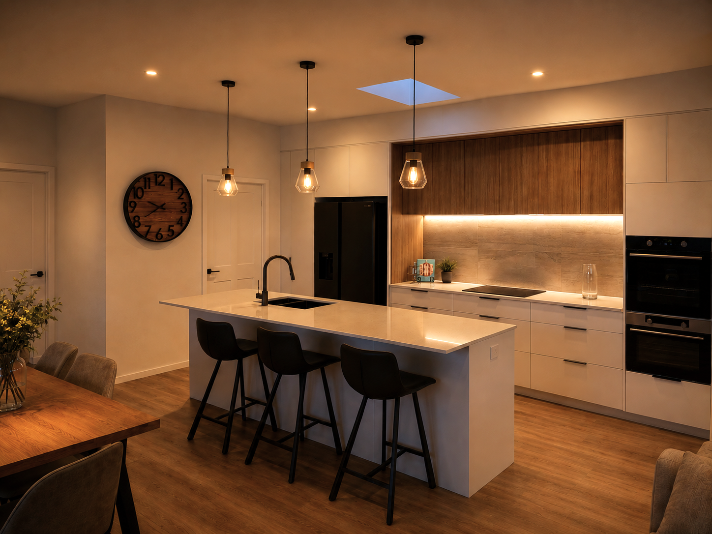 Modern kitchen renovation with island bench completed by Taylor'D Renovations in Nelson.