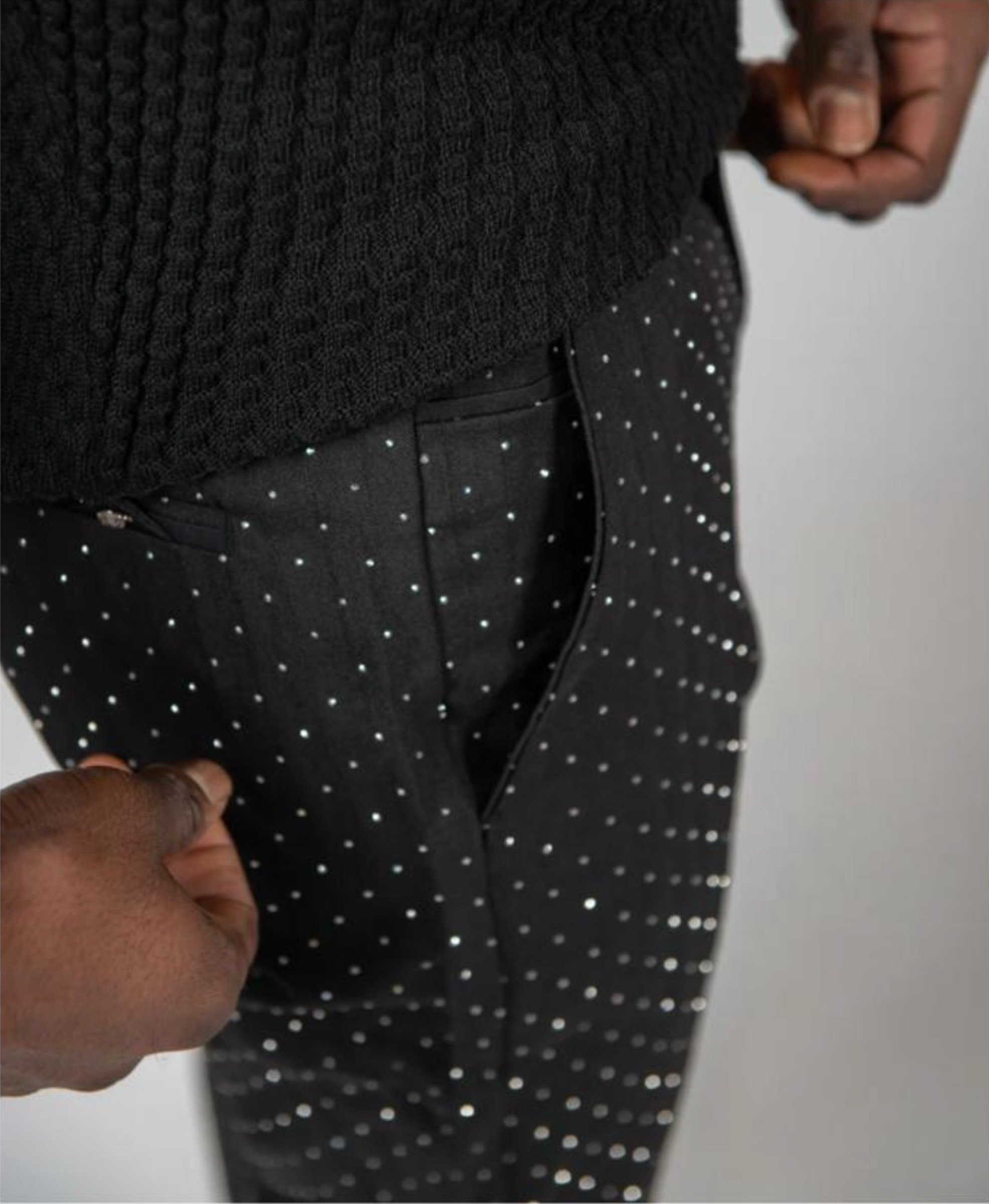 Black Rhinestone Pants