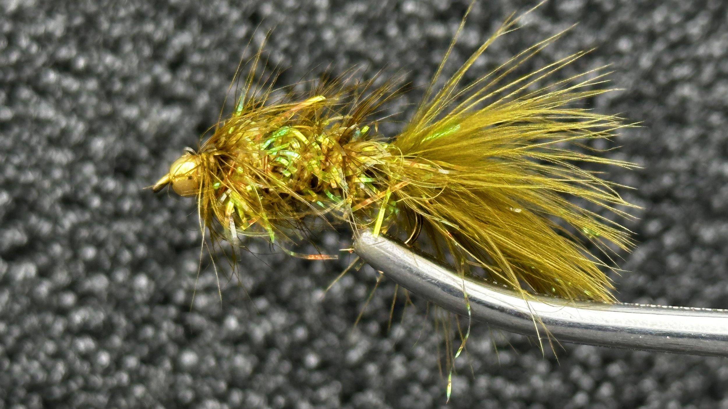 Gold Bead Olive Chenille Woolley Bugger Size 8