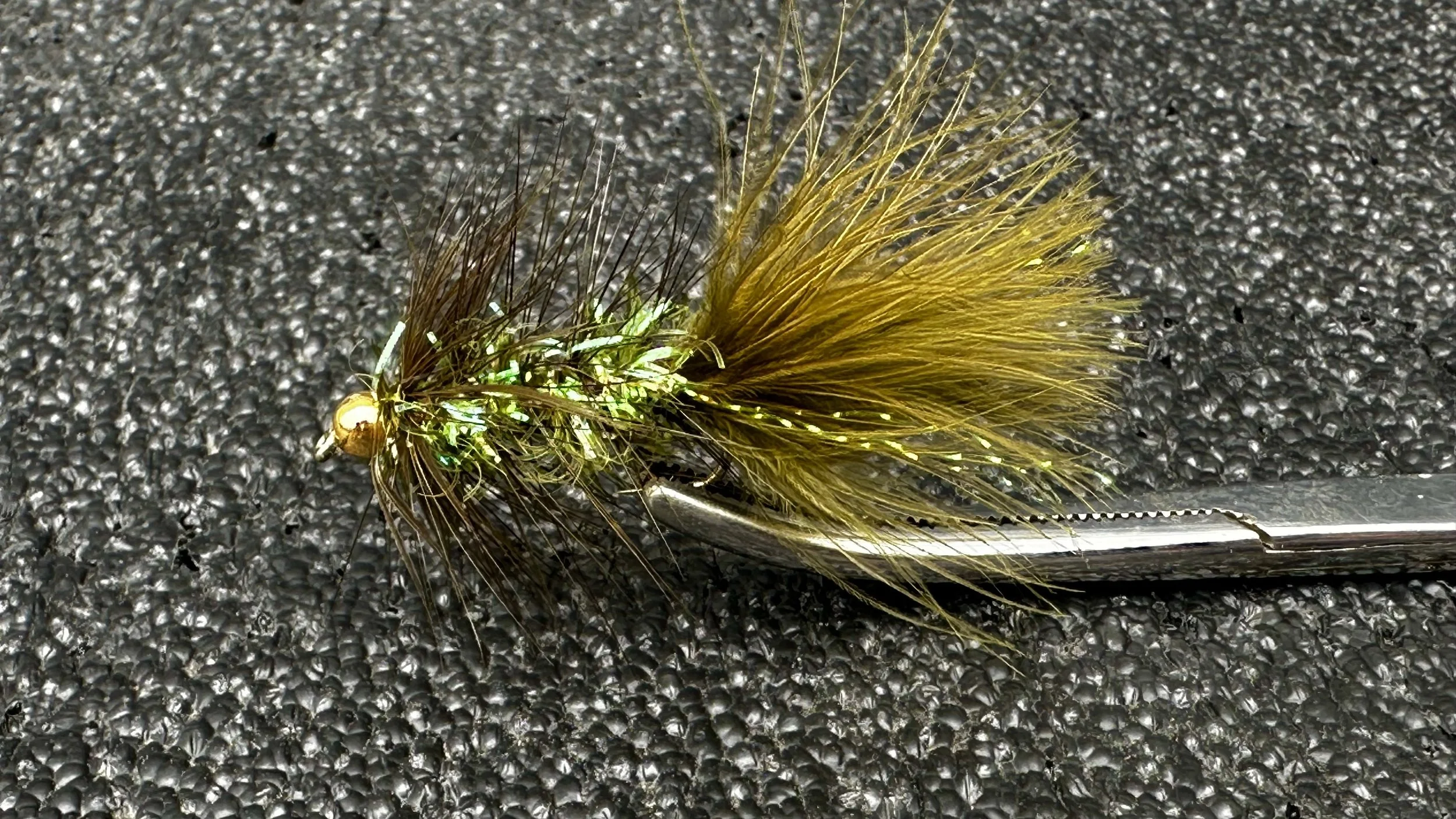 Gold Bead Olive Chenille Woolley Bugger Size 6