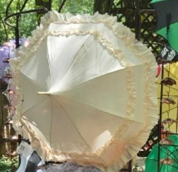 Elegant Cream Pagoda Umbrella with Ruffles