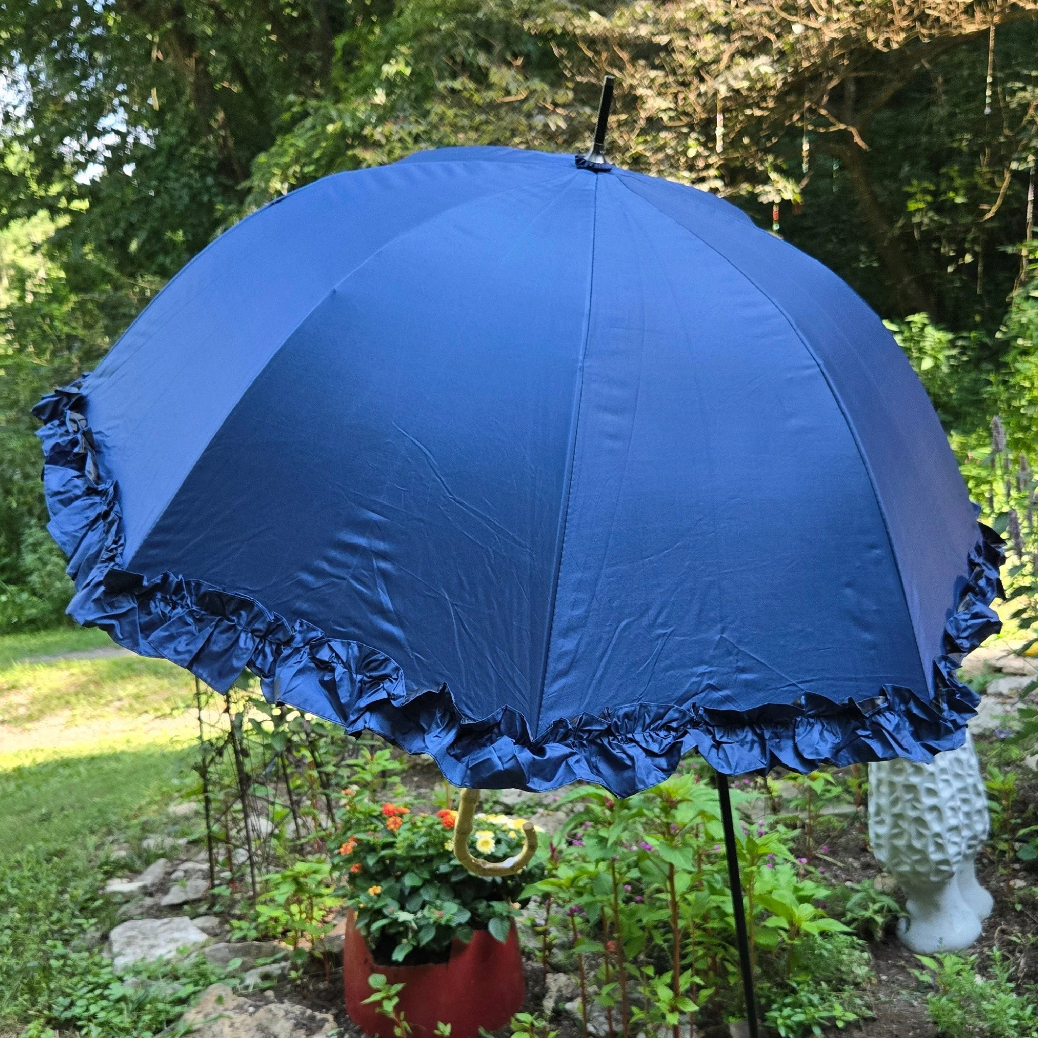 Ruffle Parasol with Cane Handle- Multiple Colors available