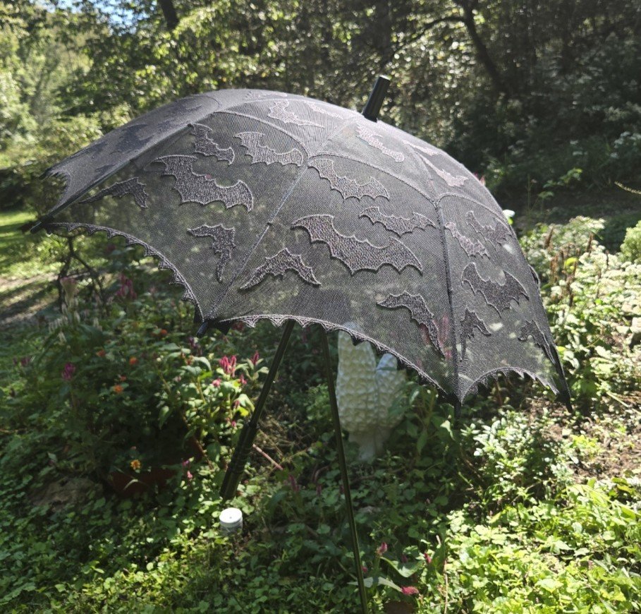 Batty Elegance Black Mesh Parasol