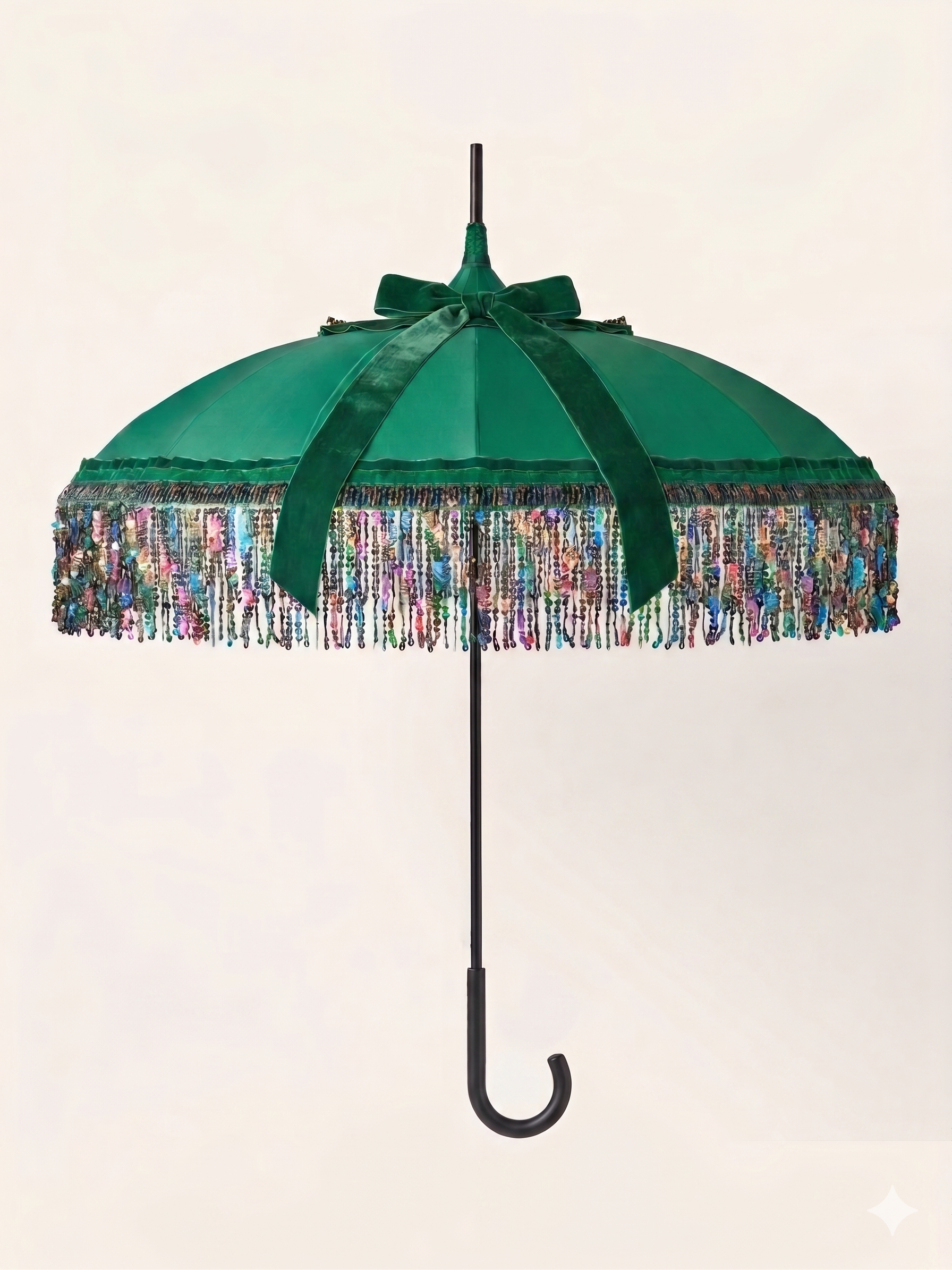 Velvet and sequin green umbrella