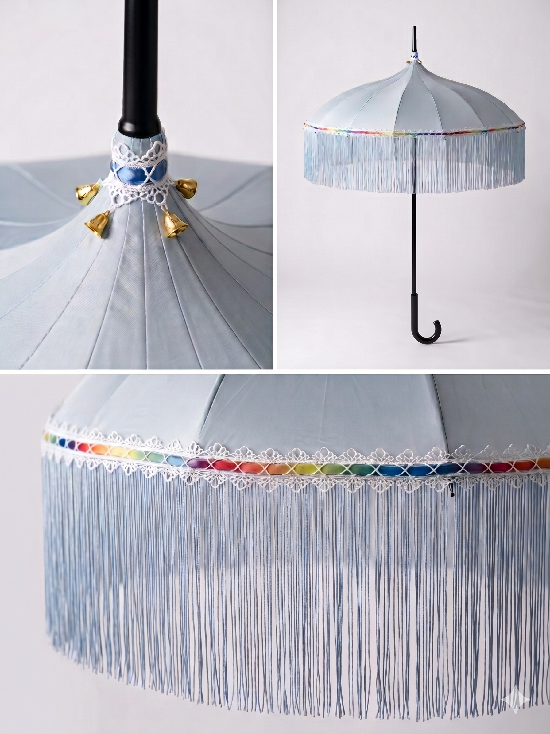Baby Blue Fringed Parasol