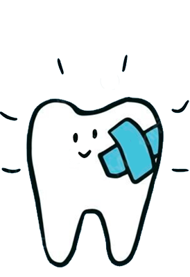 tooth with a bandaid on it