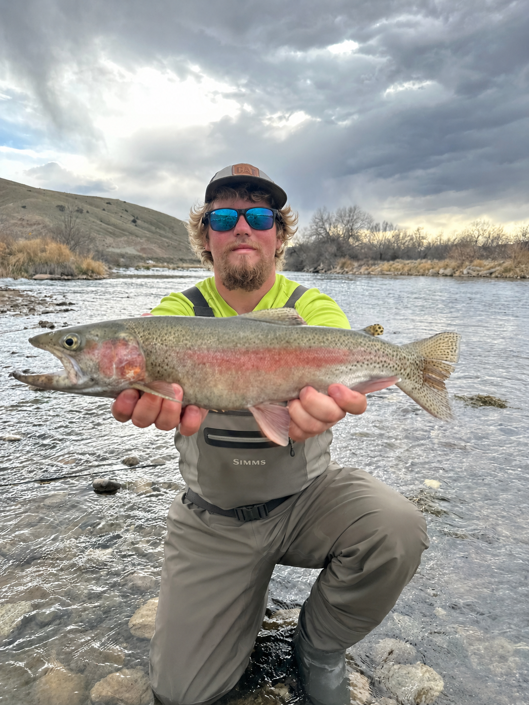 Rainbow Trout caught on a Fly Rod During a Walk and Wade Trip in Thermopolis Wyoming.