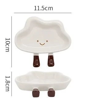 Cute cloud snack plates with playful dangling legs, perfect for desserts, dipping sauces and cosy kawaii kitchen décor.