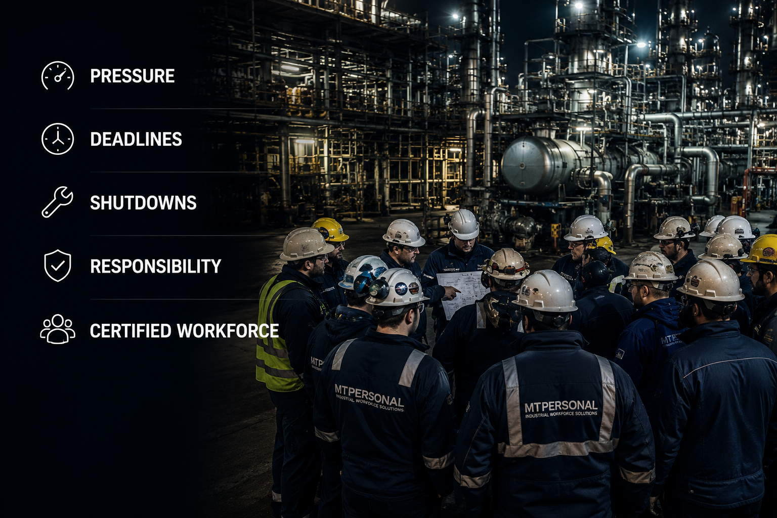 A group of industrial workers .