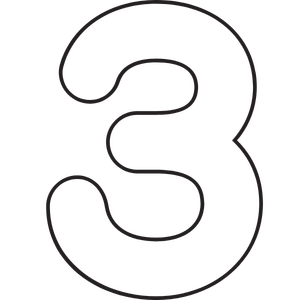 Outline of a large number three.