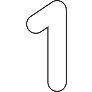 Stylized number one outline in black on a white background.