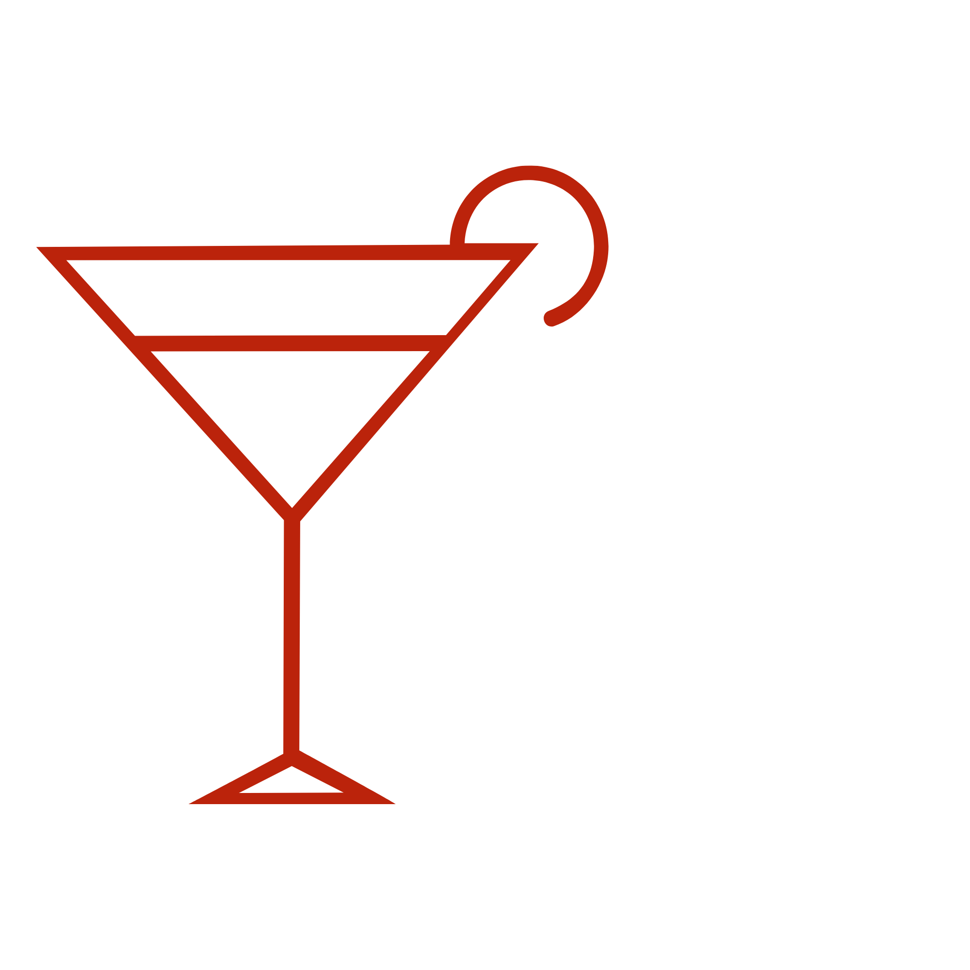 A minimalist drawing of a martini glass with a lemon twist garnish.