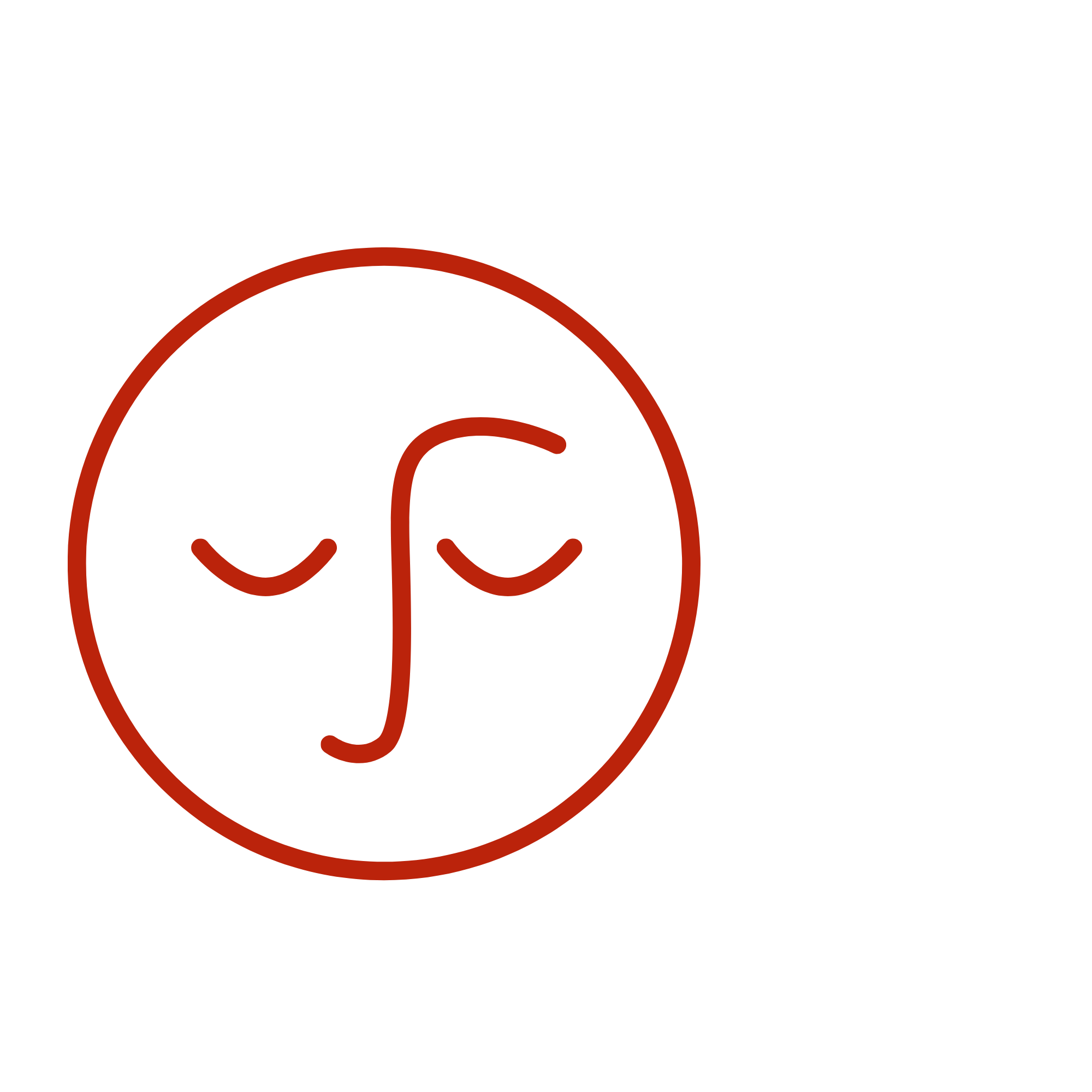 The image shows a simple line drawing of a person's face with closed eyes. 