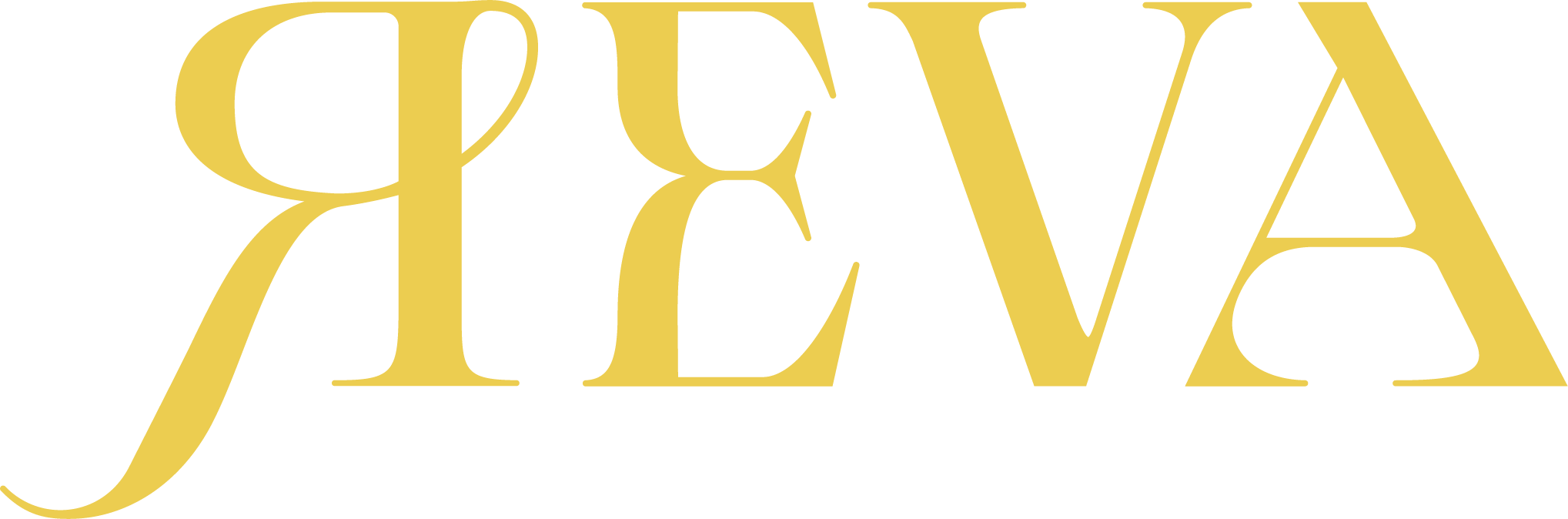 The word 'REVA' written in large, stylized yellow letters