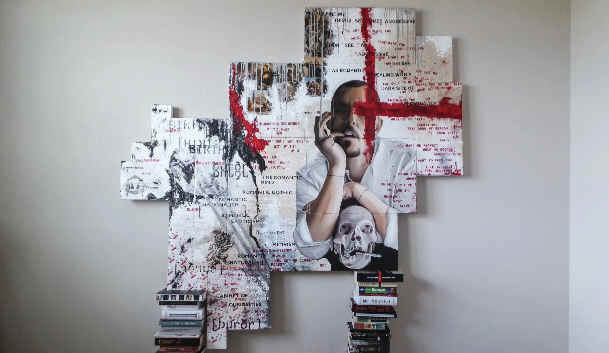 Mixed media artwork featuring Alexander McQueen.