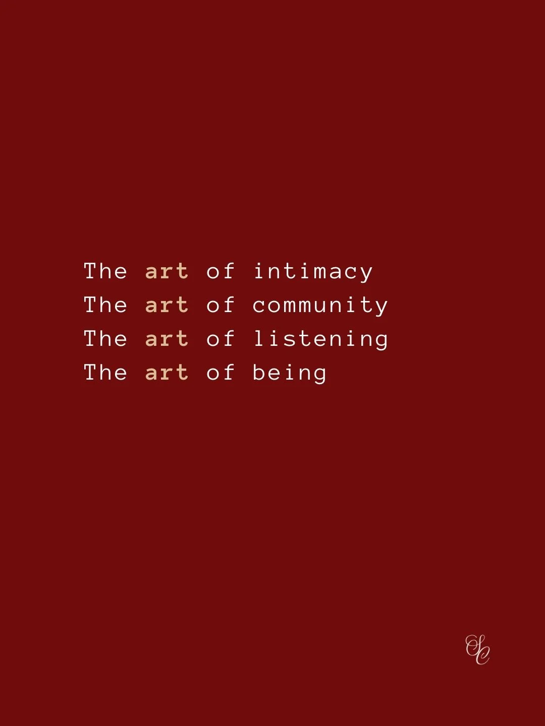 &ldquo;Why Supper Club?&rdquo;

Because we&rsquo;ve lost the art of intimacy&hellip;

The art of listening to hear, to connect and understand,
not just waiting for the pause to hear our own voice again.

Because we&rsquo;re more connected than ever, 