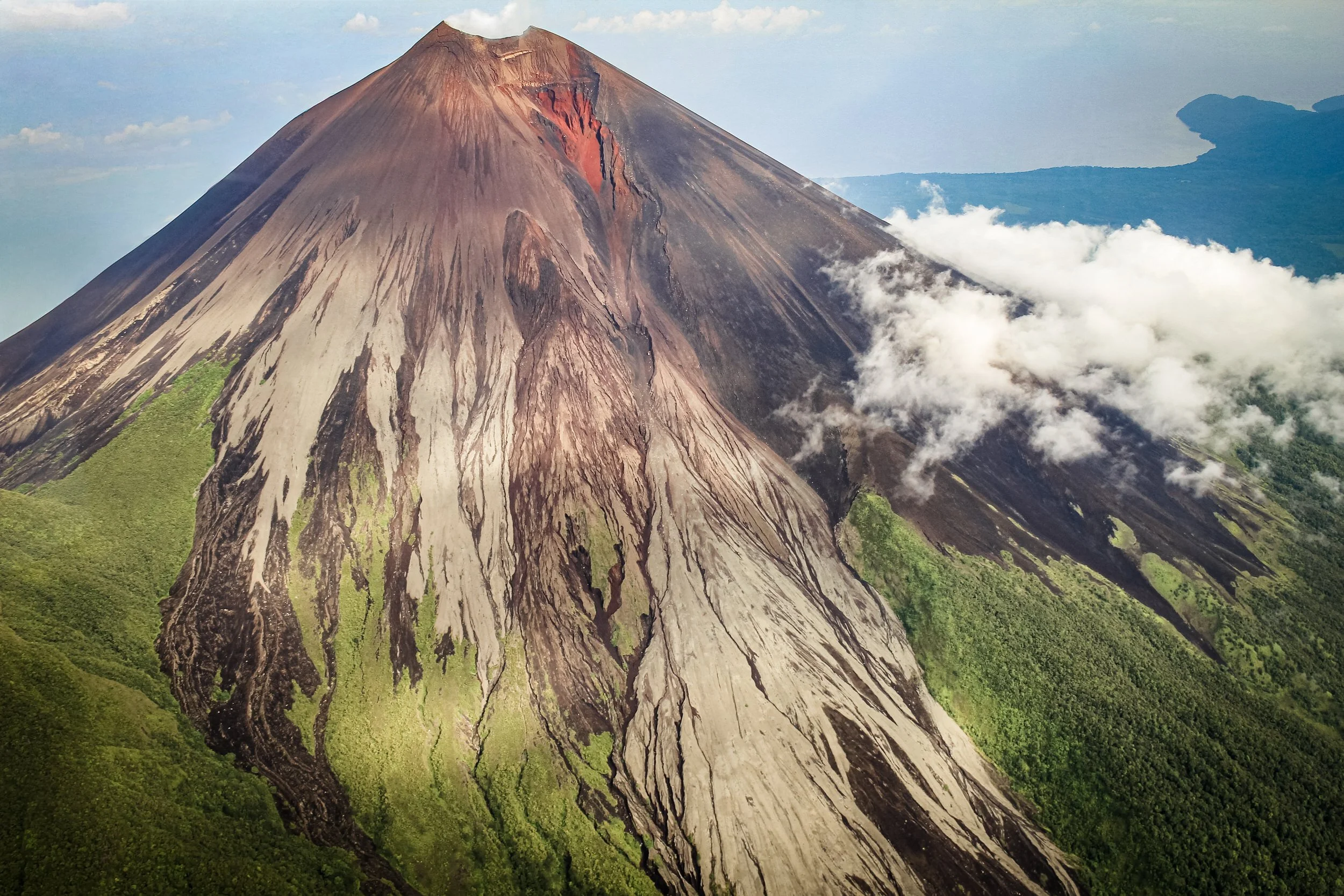 Helicopter aerial of the Mt Ulawun Volcano in Papua New Guinea.