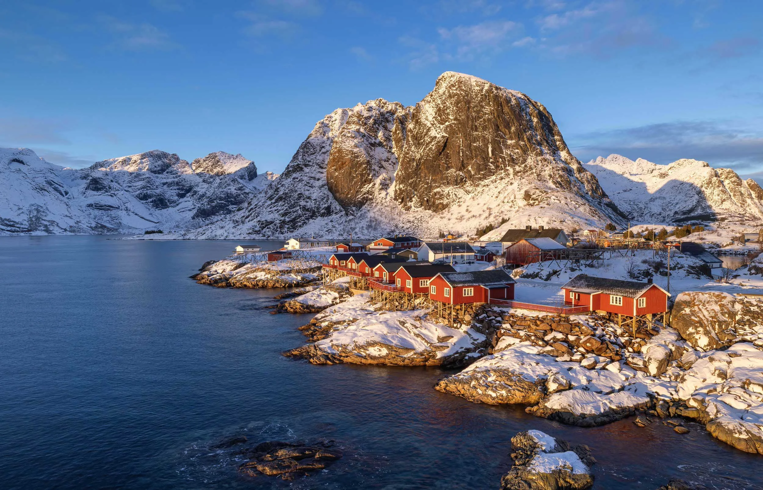 The Eliassen Rorbuer Cabins at Hamnoy, Lofoten Islands, Norway.