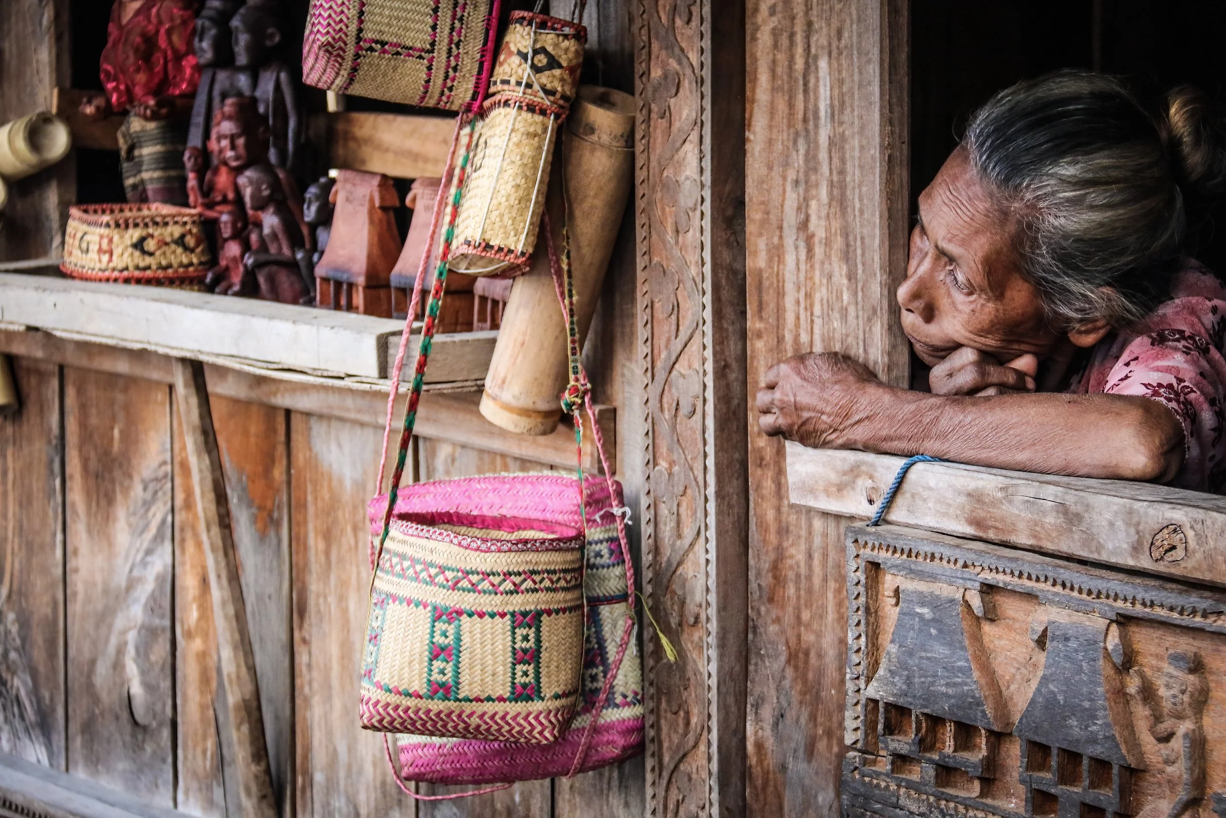 Stallholder in remote village of Takpala on Flores Island, East Timor.