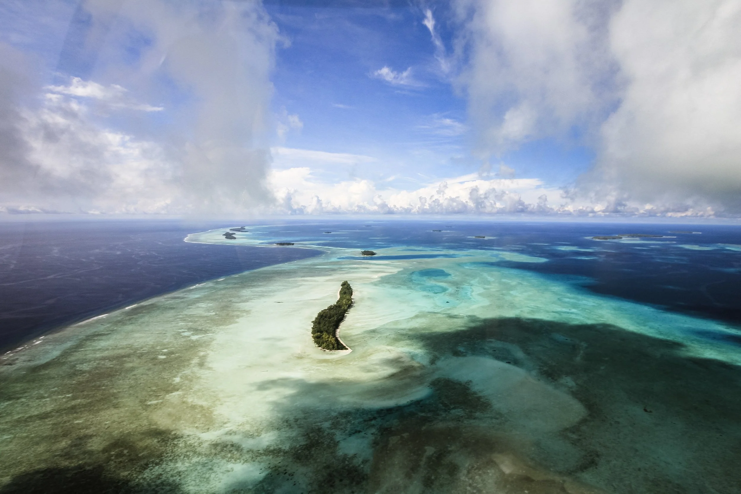 Helicopter aerial photograph of the Ninigo Islands in the Bismarck Sea of Papua New Guinea.