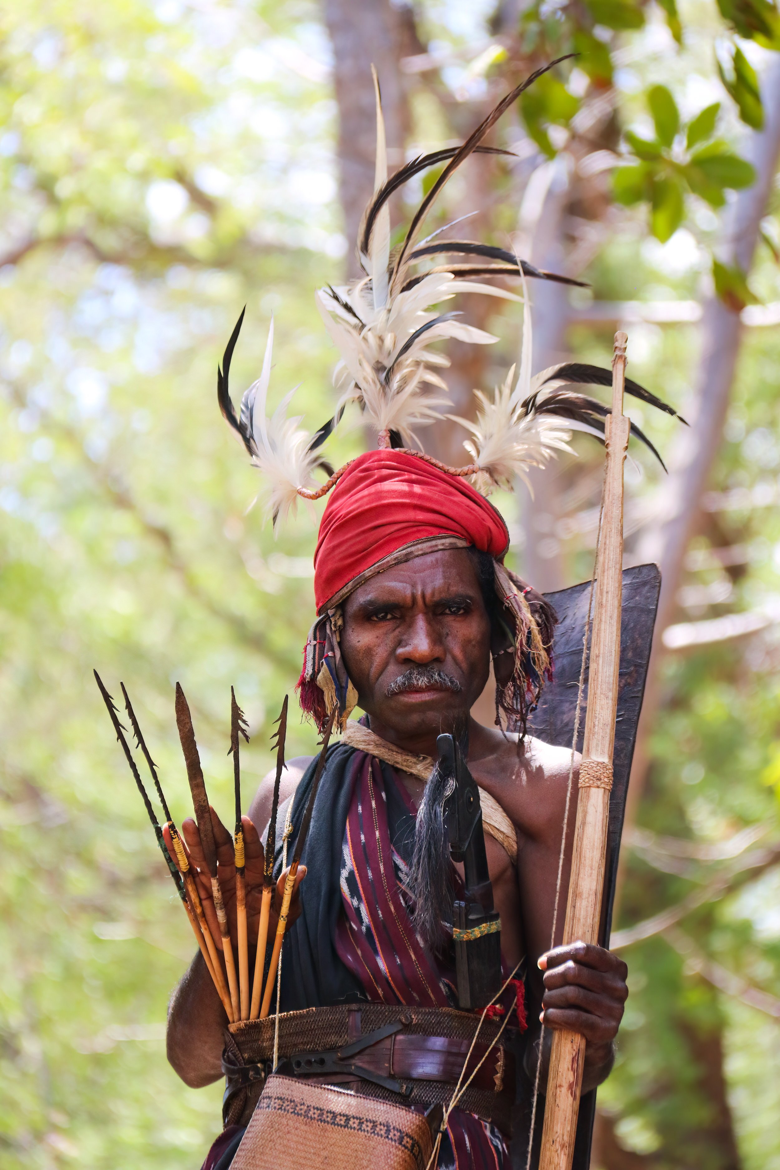 Traditional male hunter at Alor, East Timor.