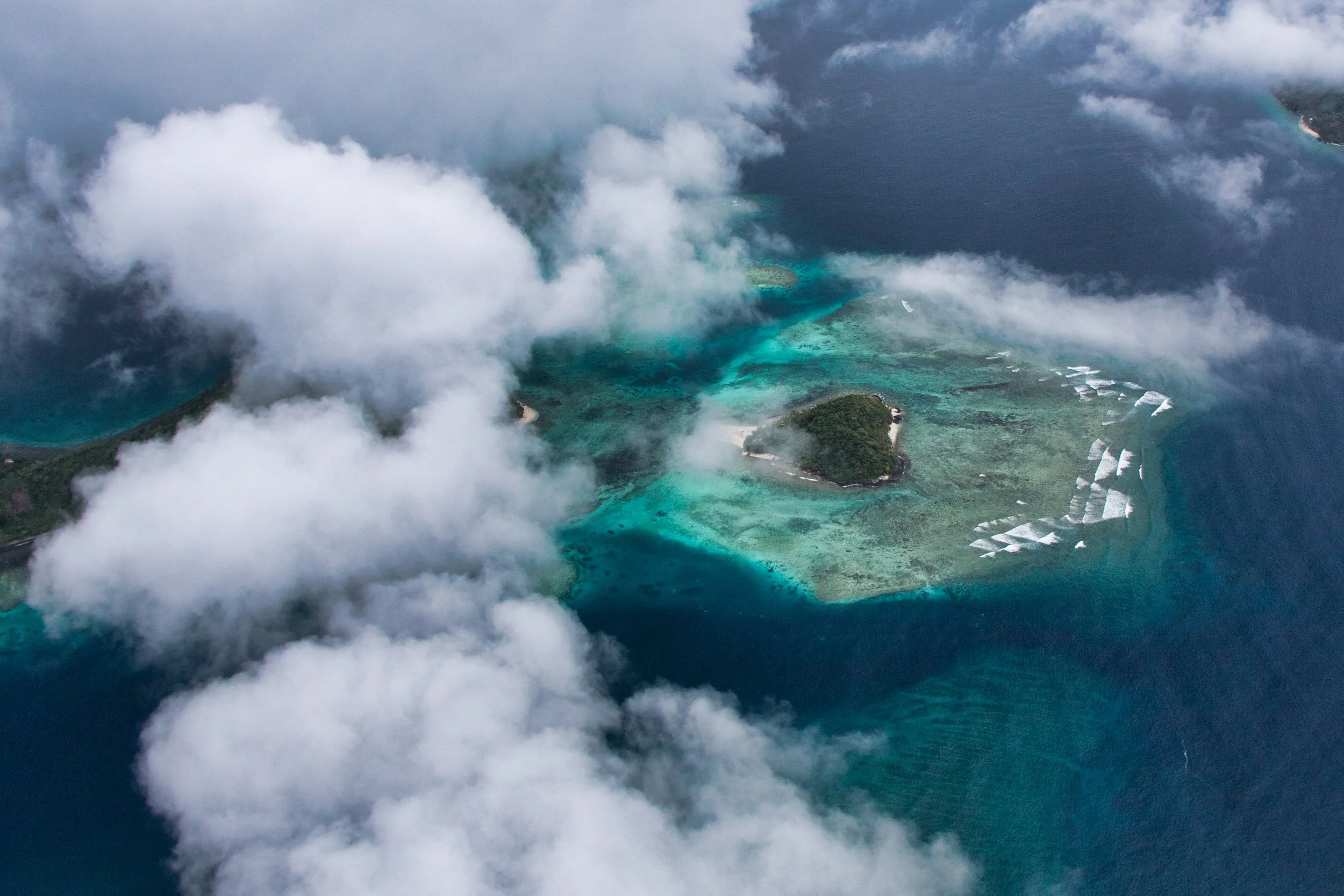 Helicopter Aerial of the Calvados Island Chain, Melanesia