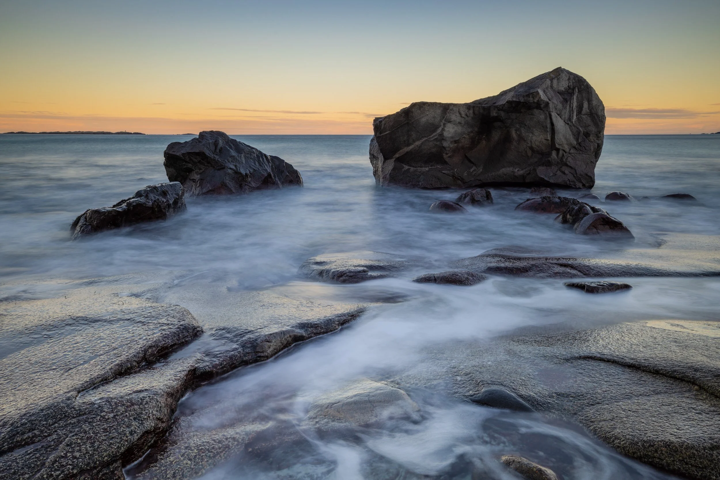 Beach rocks at Uttakleiv Beach near Vik, Lofoten Islands, Norway.