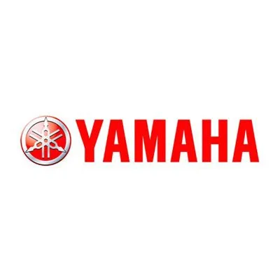 Yamaha logo featuring a red tuning fork emblem and bold red text on a white background.