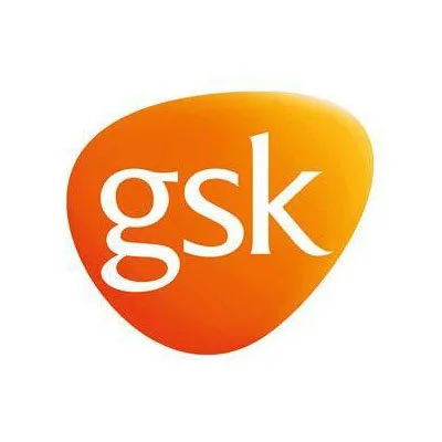 GSK logo with orange and yellow teardrop shape and white lowercase letters.