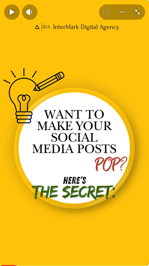 Yellow background with black and red text promoting social media post engagement, for making social media posts go viral, created by Intermark Digital Agency
