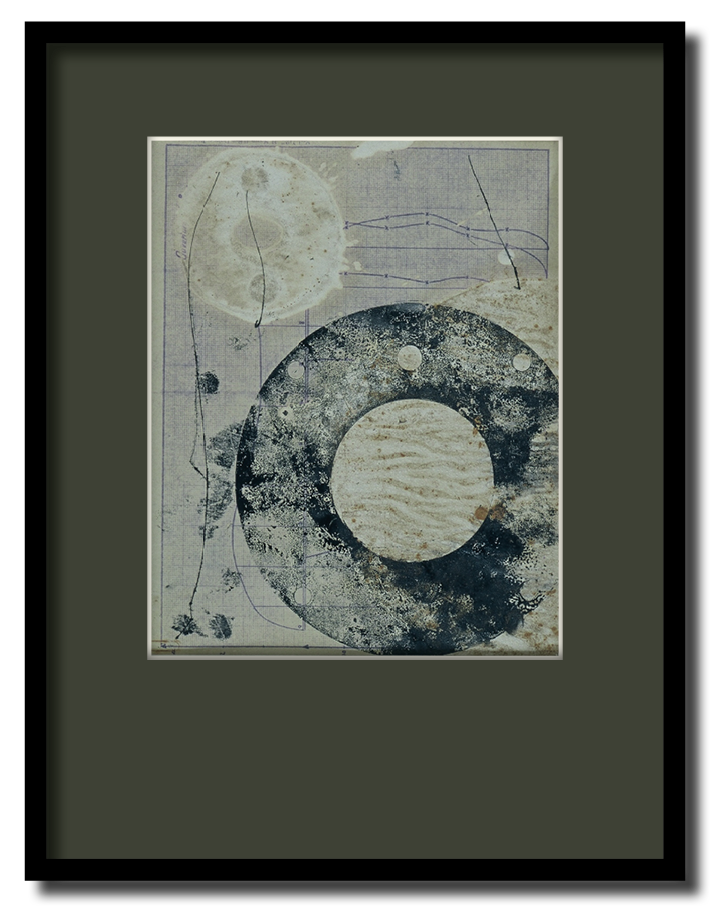 Satellite #4 - impressions et oxydations sur plans industriels récupérés - 1998 - 21*30 cm