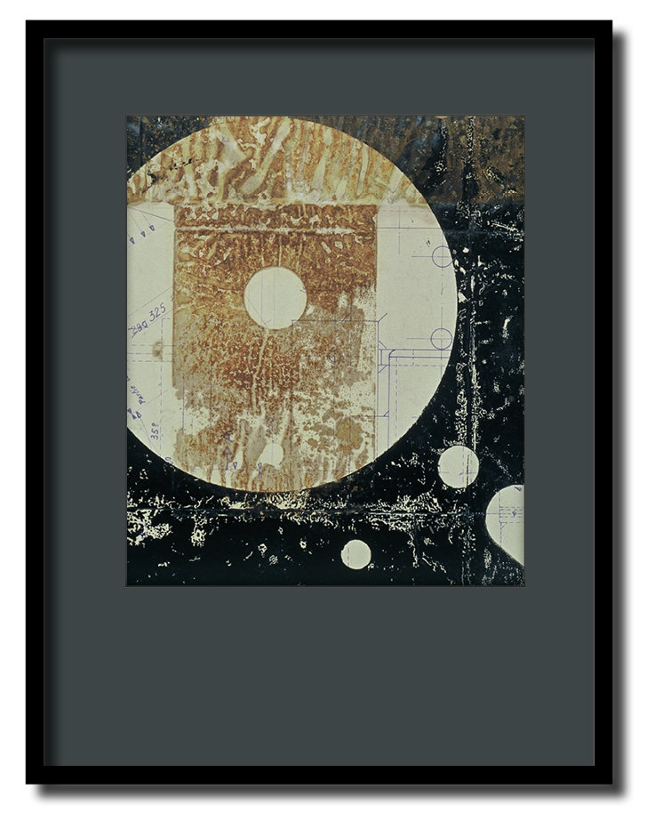 Plans-masse #6 - impressions et oxydations sur plans industriels récupérés - 1998 - 30*40 cm